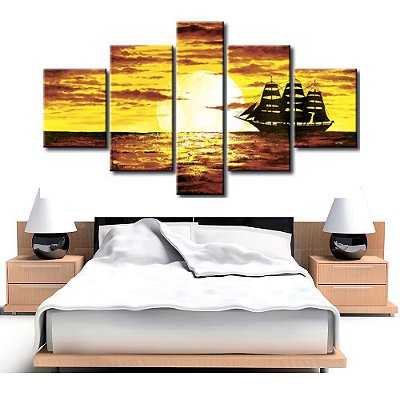 Quadro Decorativo Praia Mar Lagos Navio Barco 306