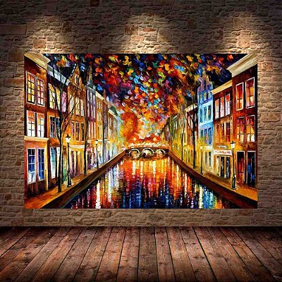 Quadro Pintura Tela Cidade Paisagem Urbana 4011