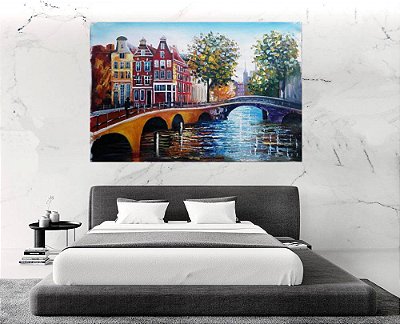 Quadro Pintura Tela Cidade Paisagem Urbana 4012