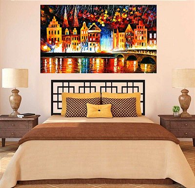 Quadro Pintura Tela Cidade Paisagem Urbana 4014