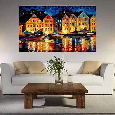 Quadro Pintura Tela Cidade Paisagem Urbana 4018