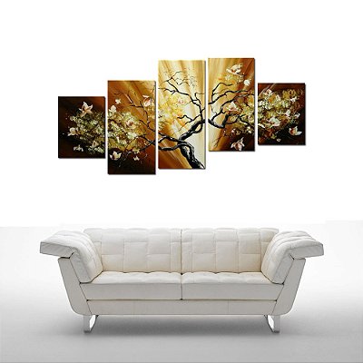 Quadro Decorativo Abstrato Flores Florais Arvores Moderno 45