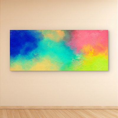 Quadro Decorativo Abstrato Aquarela Colorido Textura Azul e Rosa 6003
