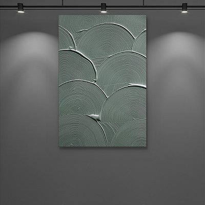 Quadro Decorativo Abstrato Arcos Texturizados Verde Sálvia Moderno 6010