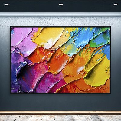 Quadro Decorativo Abstrato Colorido Textura Tinta Espatulada 6011