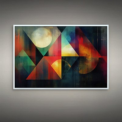 Quadro Decorativo Abstrato Geométrico Cores Vibrantes e Textura Moderna 6059
