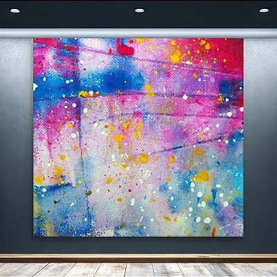 Quadro Decorativo Abstrato Moderno com Cores Vibrantes e Textura em Tela 6067
