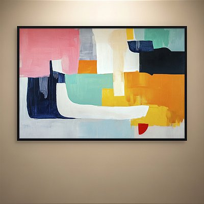 Quadro Decorativo Abstrato Moderno com Formas Geométricas Coloridas 6071
