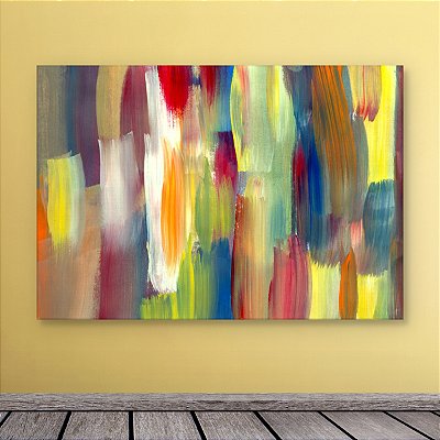Quadro Decorativo Abstrato Moderno com Pinceladas Coloridas e Textura 6054