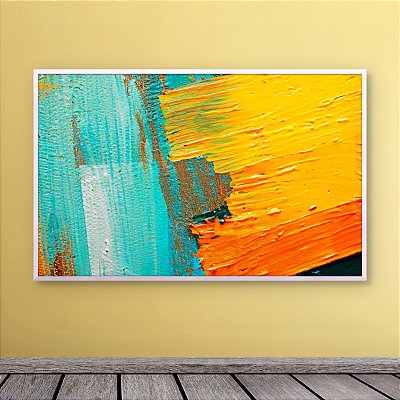 Quadro Decorativo Abstrato Moderno com Textura em Tons de Amarelo e Turquesa 6091