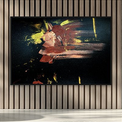 Quadro Decorativo Abstrato Moderno Pinceladas Cobre e Dourado 6007