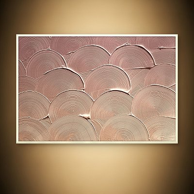 Quadro Decorativo Abstrato Textura Escovada Rosé Gold Metalizada 6016