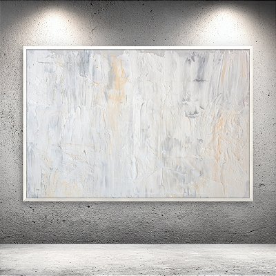 Quadro Decorativo Abstrato Texturizado Branco Neutro e Tons Terrosos 6068