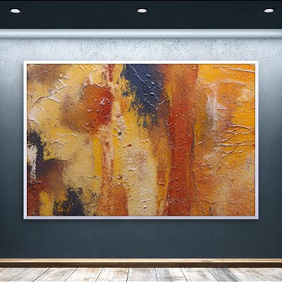 Quadro Decorativo Abstrato Texturizado Tons Terrosos e Mostarda 6035