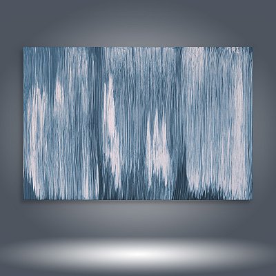 Quadro Decorativo Abstrato Tonalidades de Azul Linhas Verticais Pintura Gestual 6036
