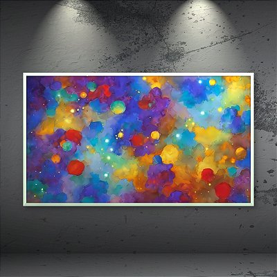 Quadro Decorativo Abstrato Galáxia Colorida com Cores Vibrantes e Brilhos 6103