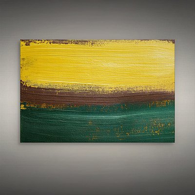 Quadro Decorativo Abstrato Moderno Pinceladas Amarelo Marrom e Verde 6102