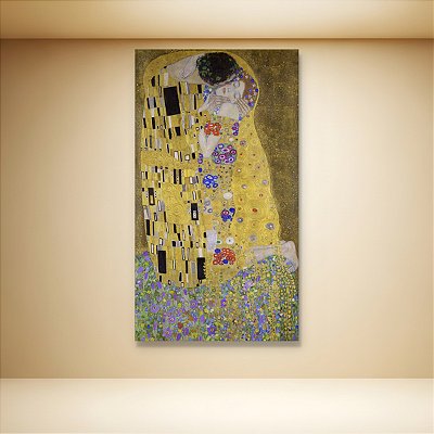 Quadro Decorativo O Beijo de Gustav Klimt Abstrato Dourado e Romântico 6110
