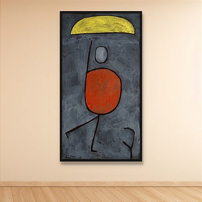 Quadro Decorativo Abstrato Paul Klee Personagem Minimalista com Sol Amarelo 6113