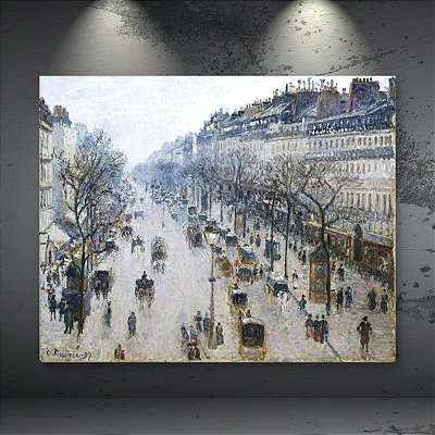 Quadro Decorativo Paisagem Urbana Inverno Paris Boulevard de Pissarro 6125