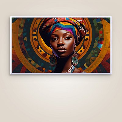 Quadro Decorativo Mulher Africana com Turbante Colorido e Brincos Étnicos 6140