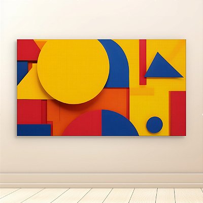 Quadro Decorativo Abstrato Geométrico Cores Primárias Moderno Minimalista 6165