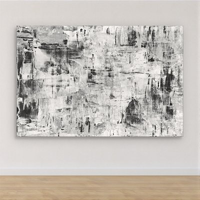 Quadro Decorativo Abstrato Monocromático Texturizado em Preto e Branco 6195