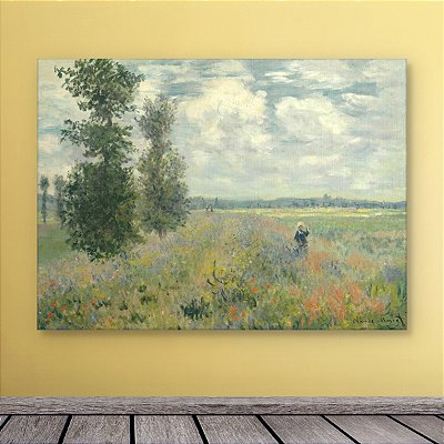 Quadro Decorativo Paisagem com Árvores e Campo de Flores de Monet 6250