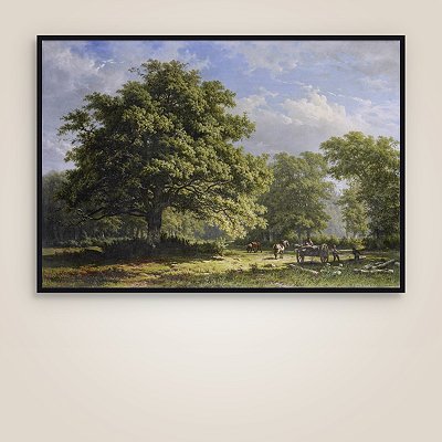 Quadro Decorativo Paisagem Floresta com Árvore Gigante e Carroça 6248