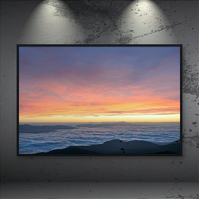 Quadro Decorativo Paisagem Nascer do Sol Mar de Nuvens e Céu Alaranjado 6226