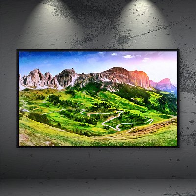 Quadro Decorativo Paisagem Montanhas Dolomitas Alpes Itália Estrada Curvas 6383