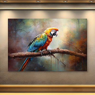 Quadro Decorativo Arara Colorida na Floresta Arte em Pinceladas 6305