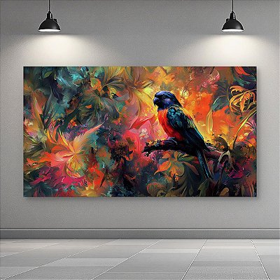 Quadro Decorativo Pássaro Colorido na Natureza com Pinceladas Vibrantes 6330