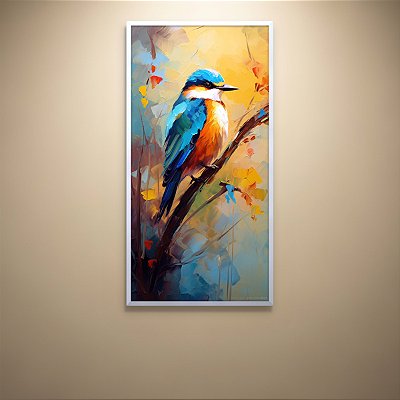 Quadro Decorativo Pássaro Martim-Pescador Pintura a Óleo Natureza Abstrata 6407