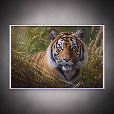 Quadro Decorativo Tigre de Bengala na Natureza Arte Realista Selvagem 6327