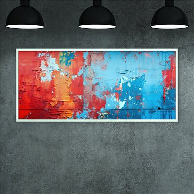 Quadro Decorativo Abstrato Contemporâneo Textura Camadas Vermelho e Azul 6335