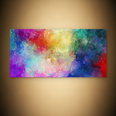 Quadro Decorativo Abstrato Galáxia Colorida Aquarela Arte Moderna Espacial 6343
