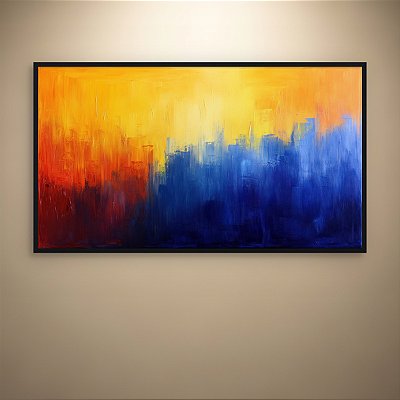 Quadro Decorativo Abstrato Moderno Cores Vibrantes Azul e Amarelo 6336