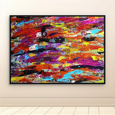 Quadro Decorativo Abstrato Moderno Explosão de Cores Vibrantes Arte Original 6339