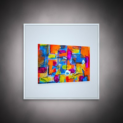 Quadro Decorativo Abstrato Moderno Cores Vibrantes Arte Contemporânea Colorida 6377