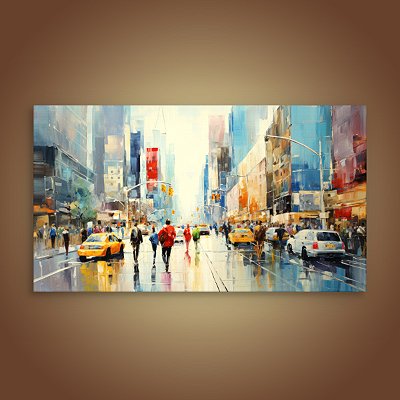 Quadro Decorativo Paisagem Urbana Nova York Estilo Impressionista e Moderno 6367