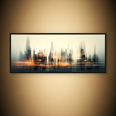 Quadro Decorativo Paisagem Urbana Skyline Futurista Minimalista Abstrato 6375