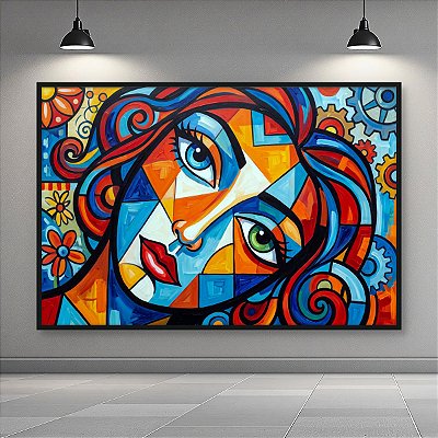 Quadro Decorativo Mulher Pop Art Abstrata Colorida Estilo Romero Britto 6448
