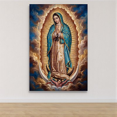 Quadro Decorativo Nossa Senhora de Guadalupe com Manto Azul e Anjo 6443