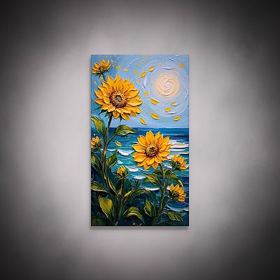 Quadro Decorativo Girassóis Texturizados Sol e Mar 6522