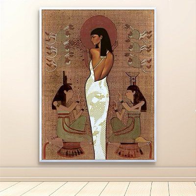 Quadro Decorativo Deusa Egípcia com Vestido Branco e Arte Histórica 6466