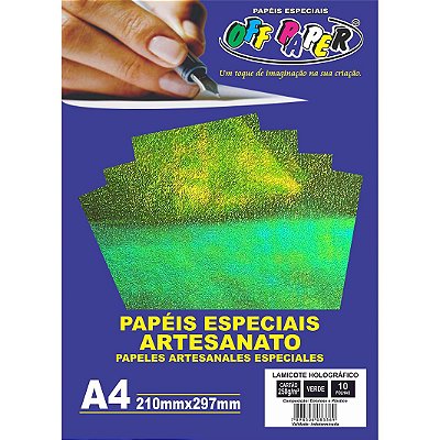 Papel Lamicote Holográfico Verde A4 250g