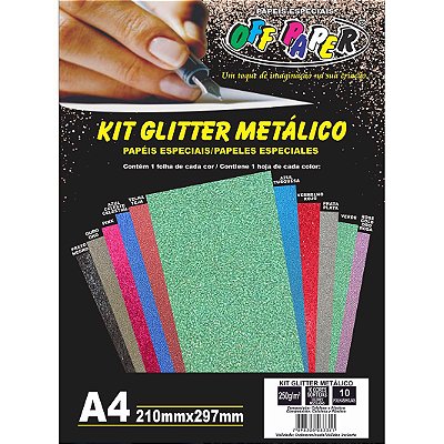 Kit Glitter Metalico A4 250g 10 fls
