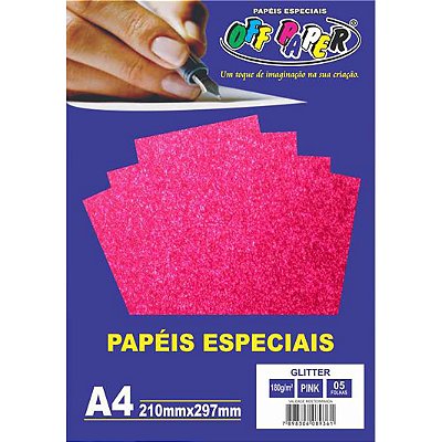 Papel Glitter Pink A4 180g 5 Fls