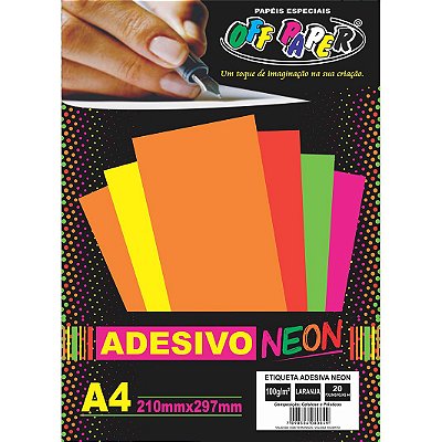 Etiqueta Adesiva Neon Laranja A4 100g 20 Fls